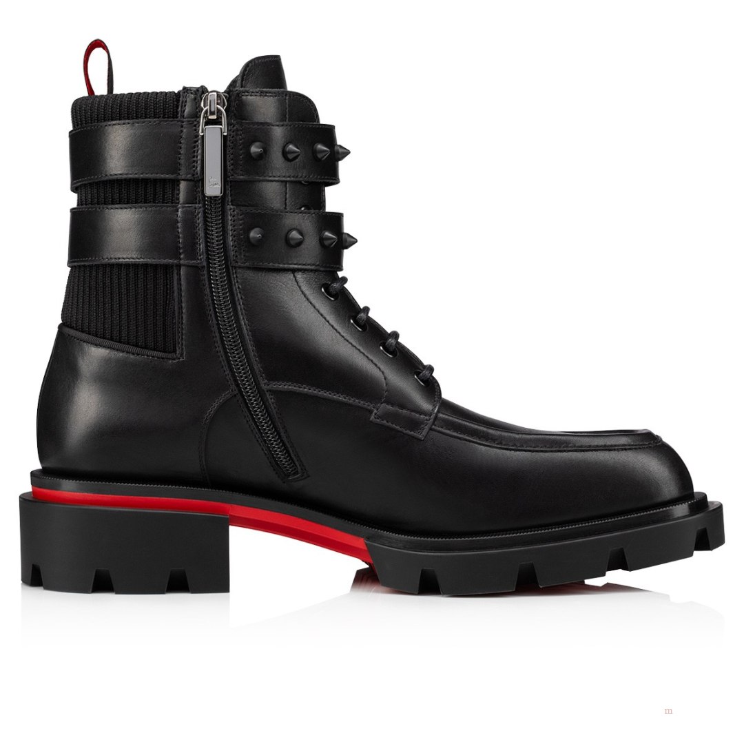 Christian Louboutin Our Fight Men's Leather Boots Black | BRUAJZ028