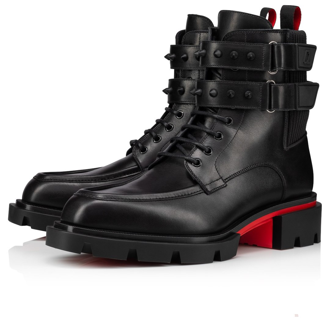 Christian Louboutin Our Fight Men\'s Leather Boots Black | BRUAJZ028