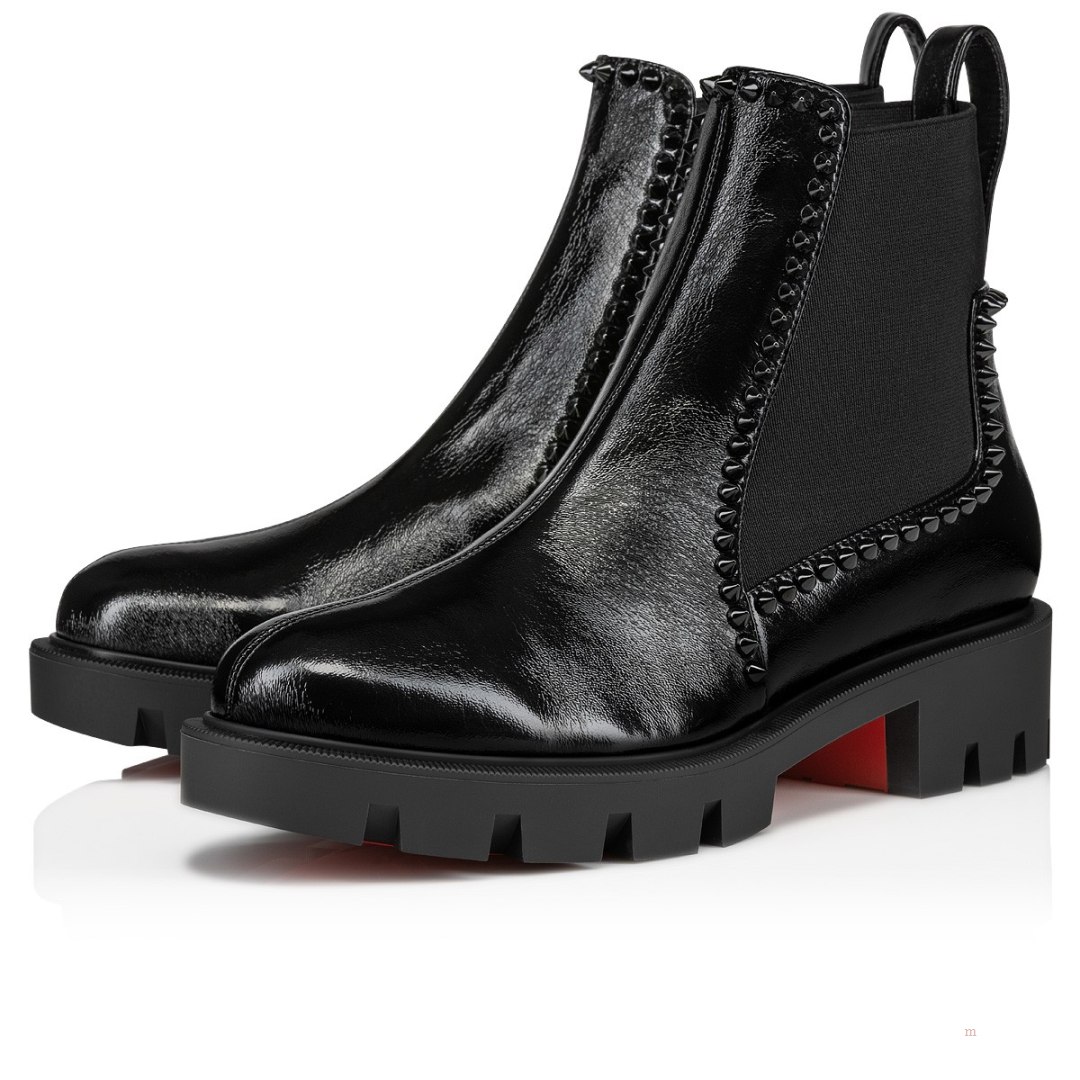 Christian Louboutin Out Lina Spike Lug Women's Ankle Boots Black | OAGJDY043