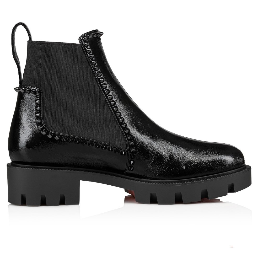 Christian Louboutin Out Lina Spike Lug Women's Ankle Boots Black | OAGJDY043