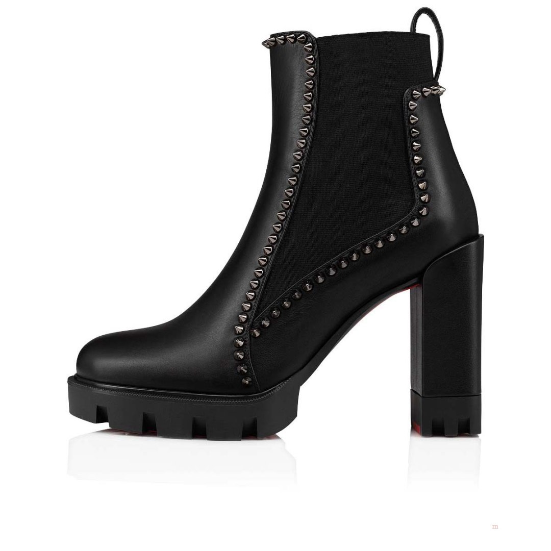 Christian Louboutin Out Line Spike Lug Women's Ankle Boots Black | FEZNXS390