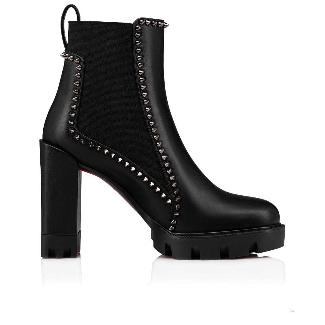 Christian Louboutin Out Line Spike Lug Women's Ankle Boots Black | FEZNXS390