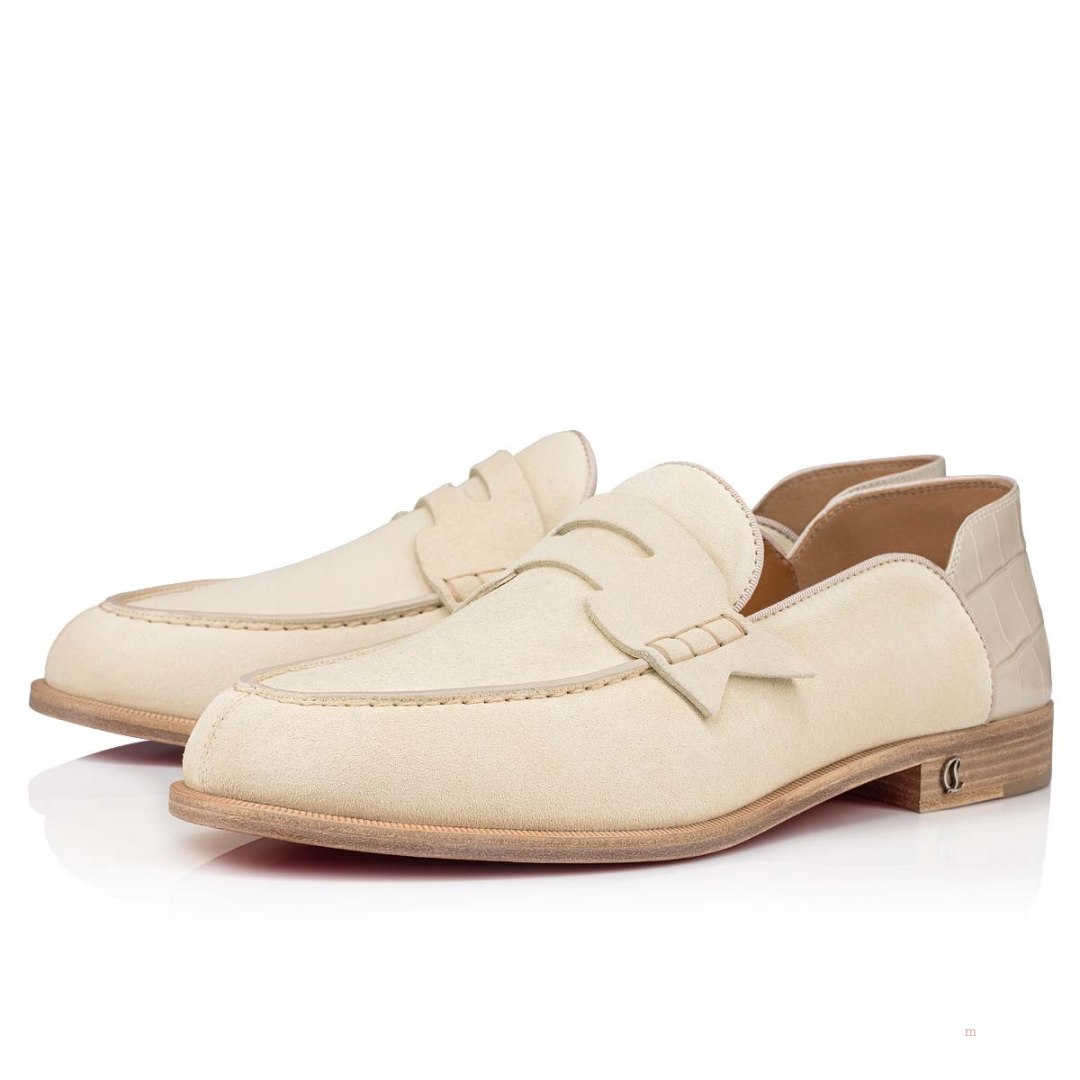 Christian Louboutin Penny No Back Men's Loafers Beige | UAERDJ386