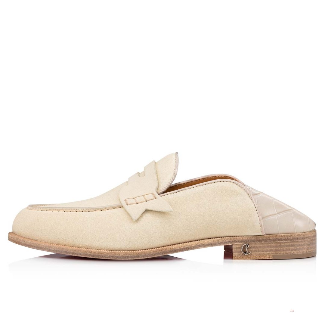 Christian Louboutin Penny No Back Men's Loafers Beige | UAERDJ386