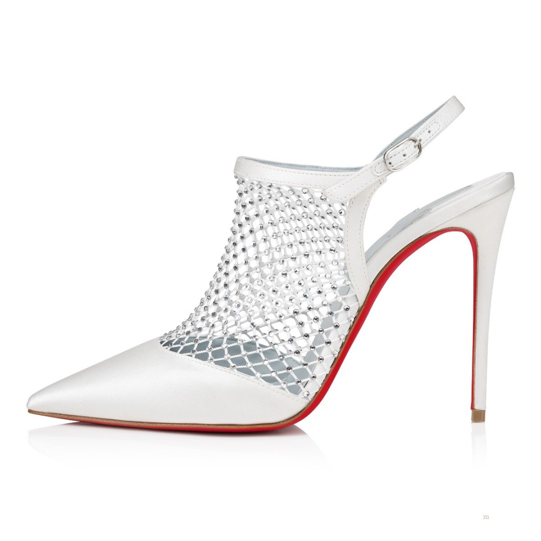 Christian Louboutin Plougesta Pump Strass Women's Pumps White | WDFGBK409