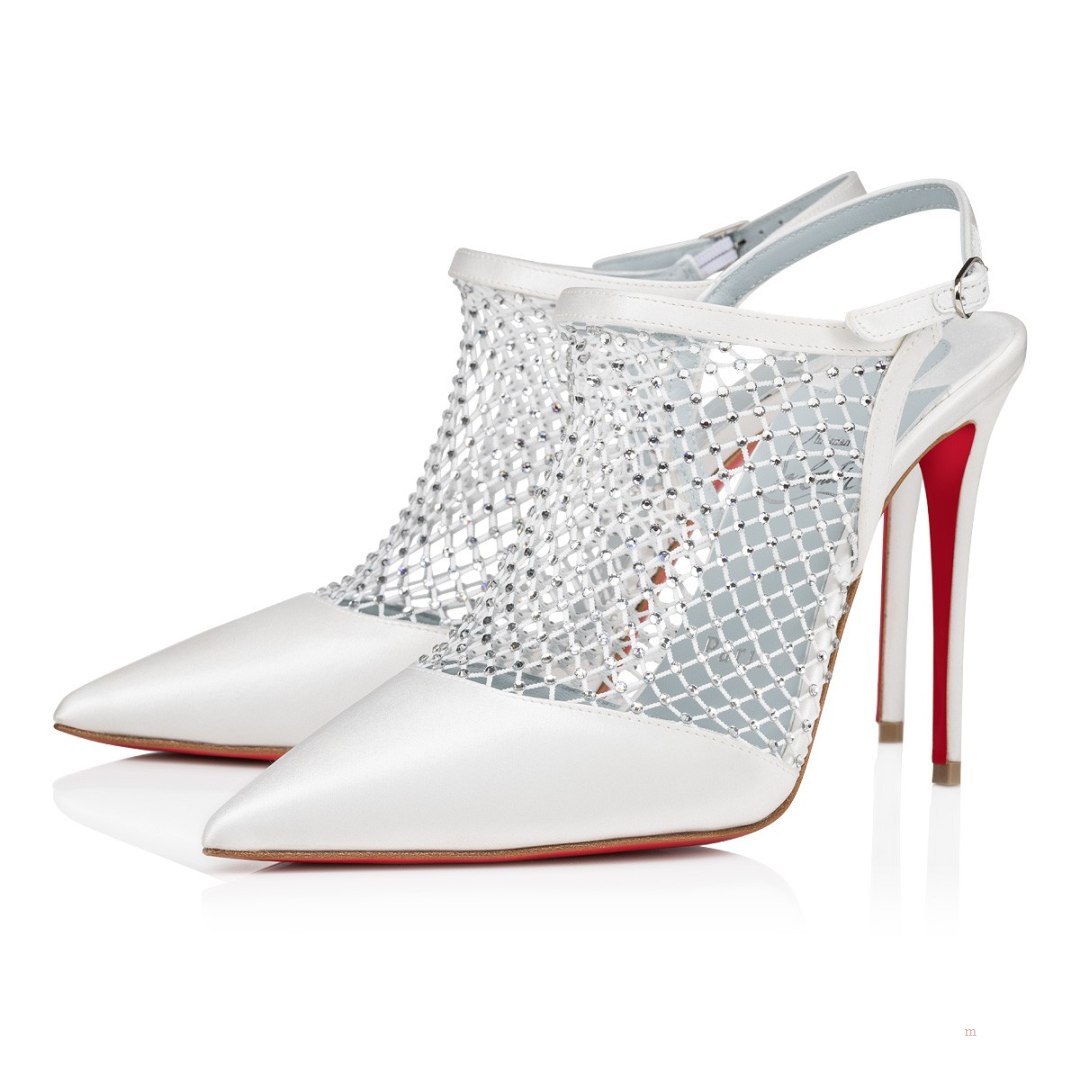 Christian Louboutin Plougesta Pump Strass Women\'s Pumps White | WDFGBK409