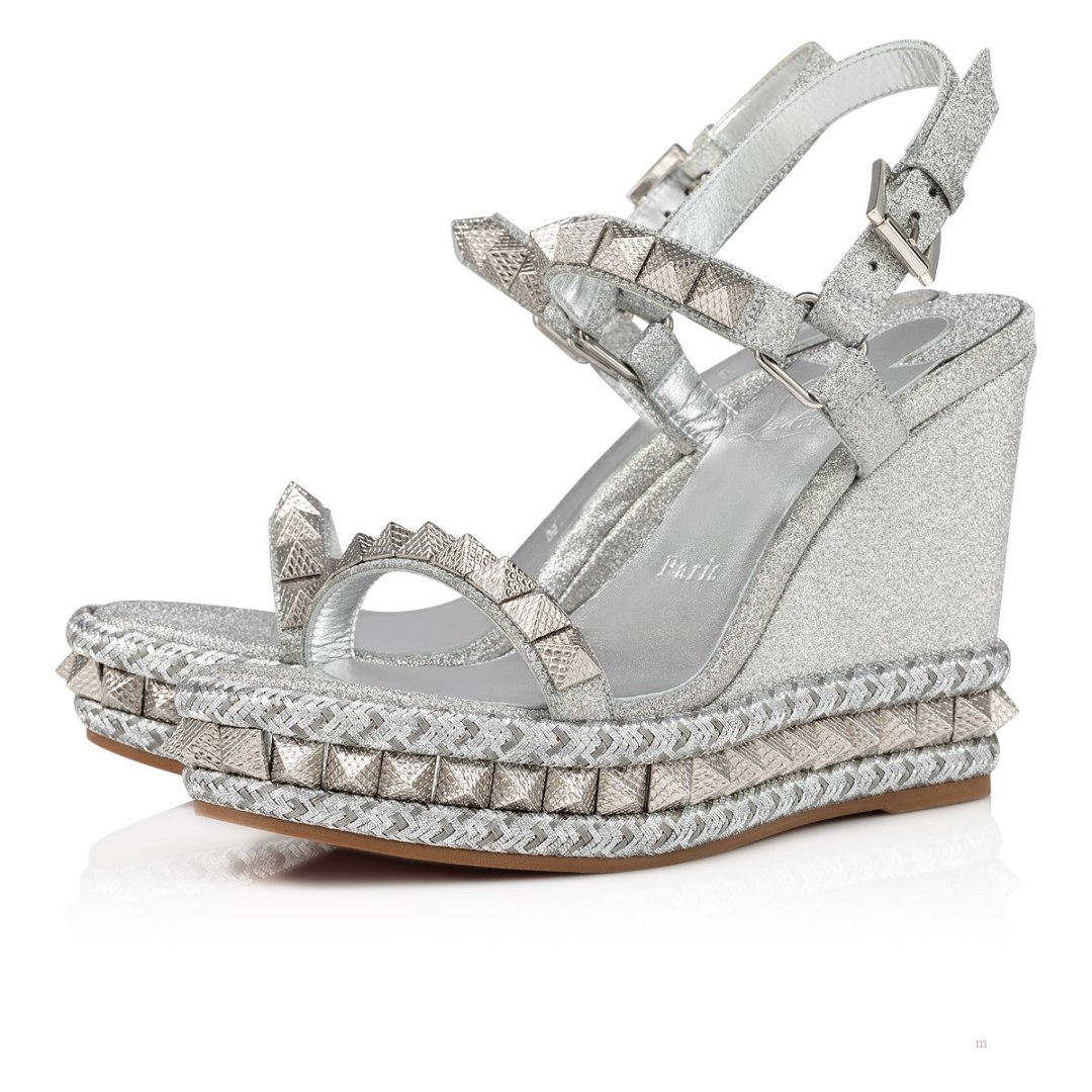 Christian Louboutin Pyraclou Women's Espadrilles Silver | AJGIYV915