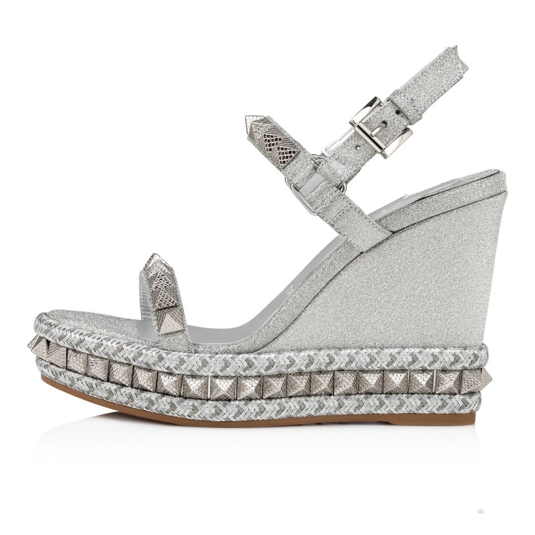 Christian Louboutin Pyraclou Women's Espadrilles Silver | AJGIYV915