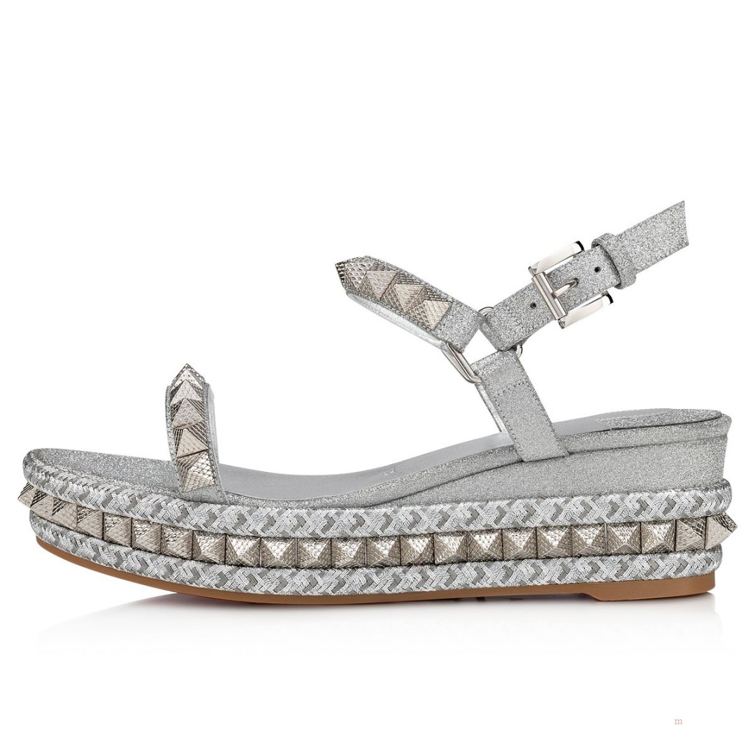 Christian Louboutin Pyraclou Women's Espadrilles Silver / Silver | PDSLZI213