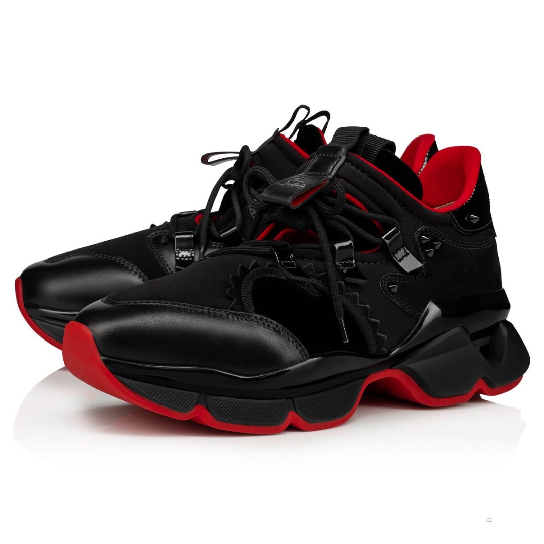 Christian Louboutin Red-Runner Men's Sneakers Black | IUPOQJ679