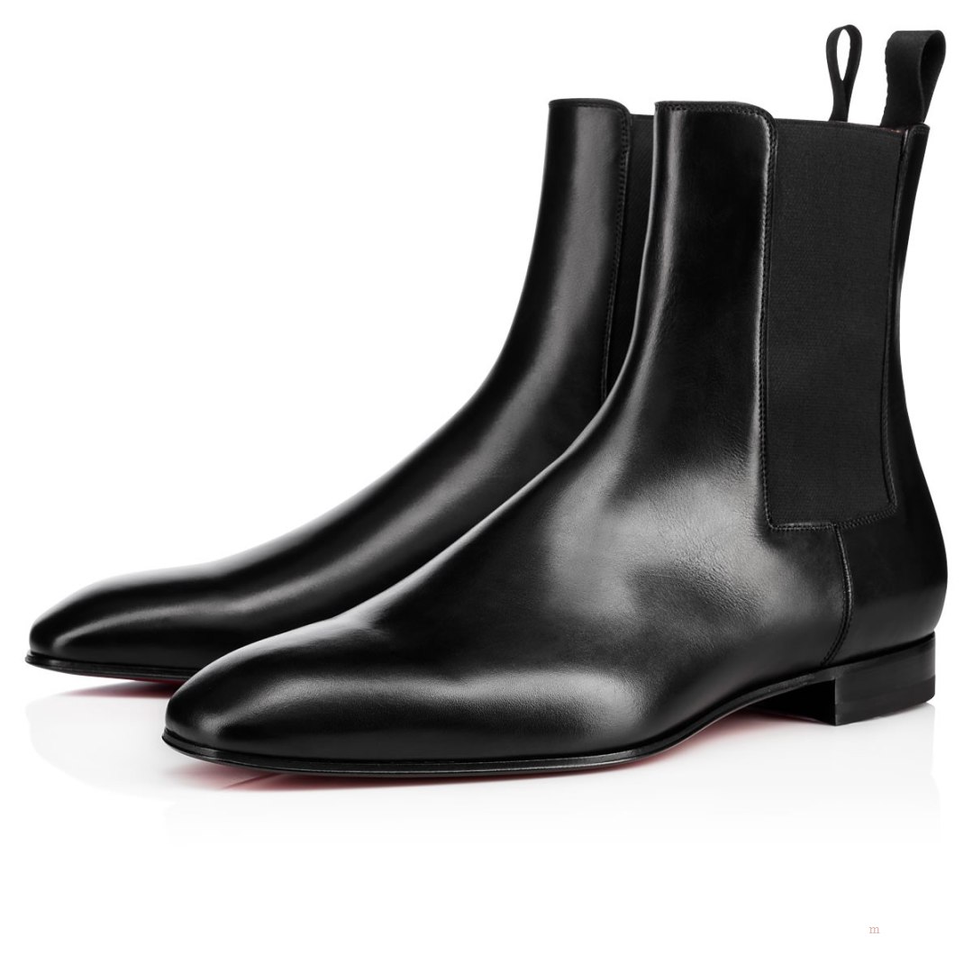 Christian Louboutin Roadie Men\'s Leather Boots Black | MQFBPE124