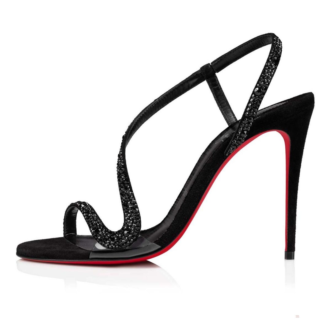 Christian Louboutin Rosalie Strass Women's Sandals Black | EMWTBP823