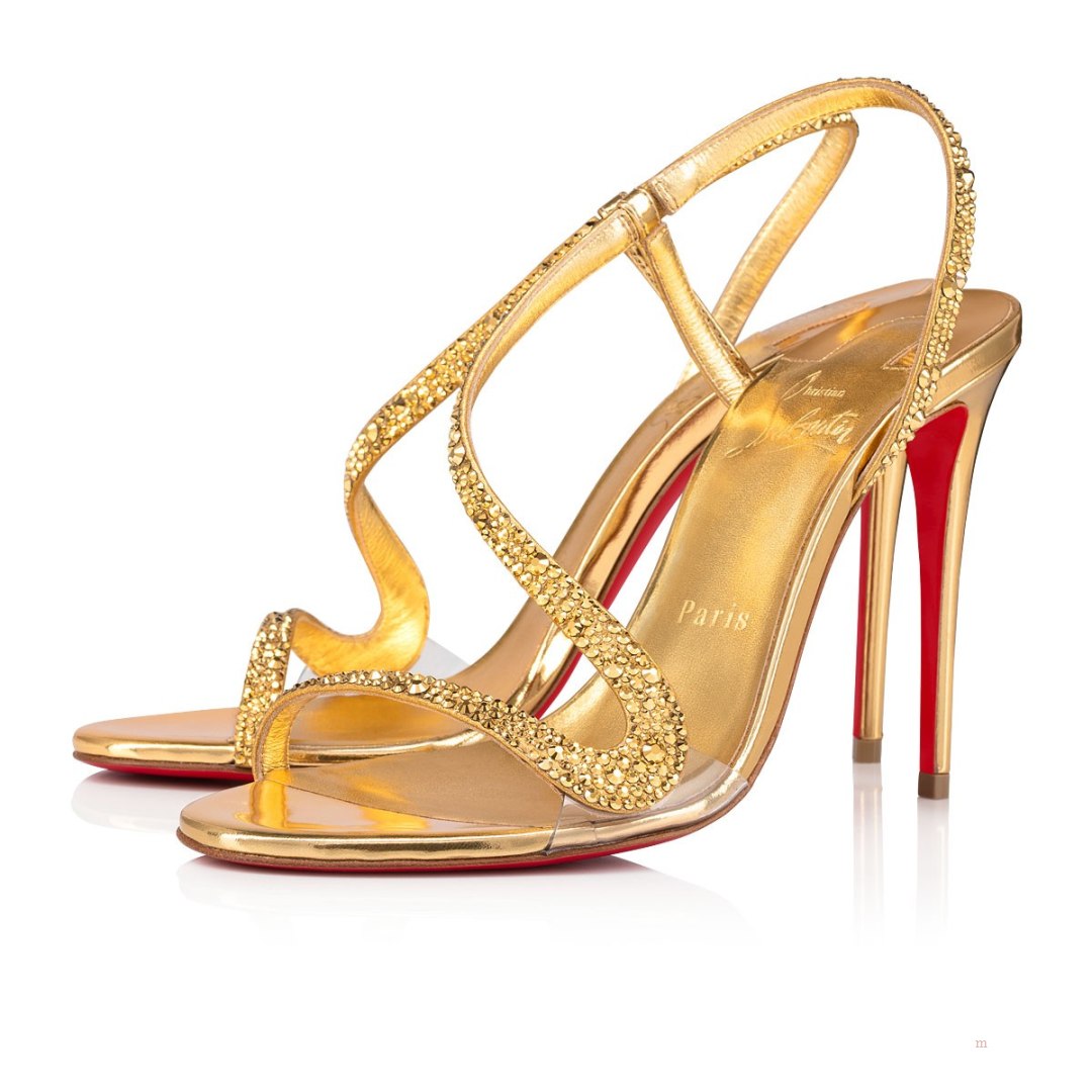 Christian Louboutin Rosalie Strass Women's Sandals Gold | ZQPWSI482