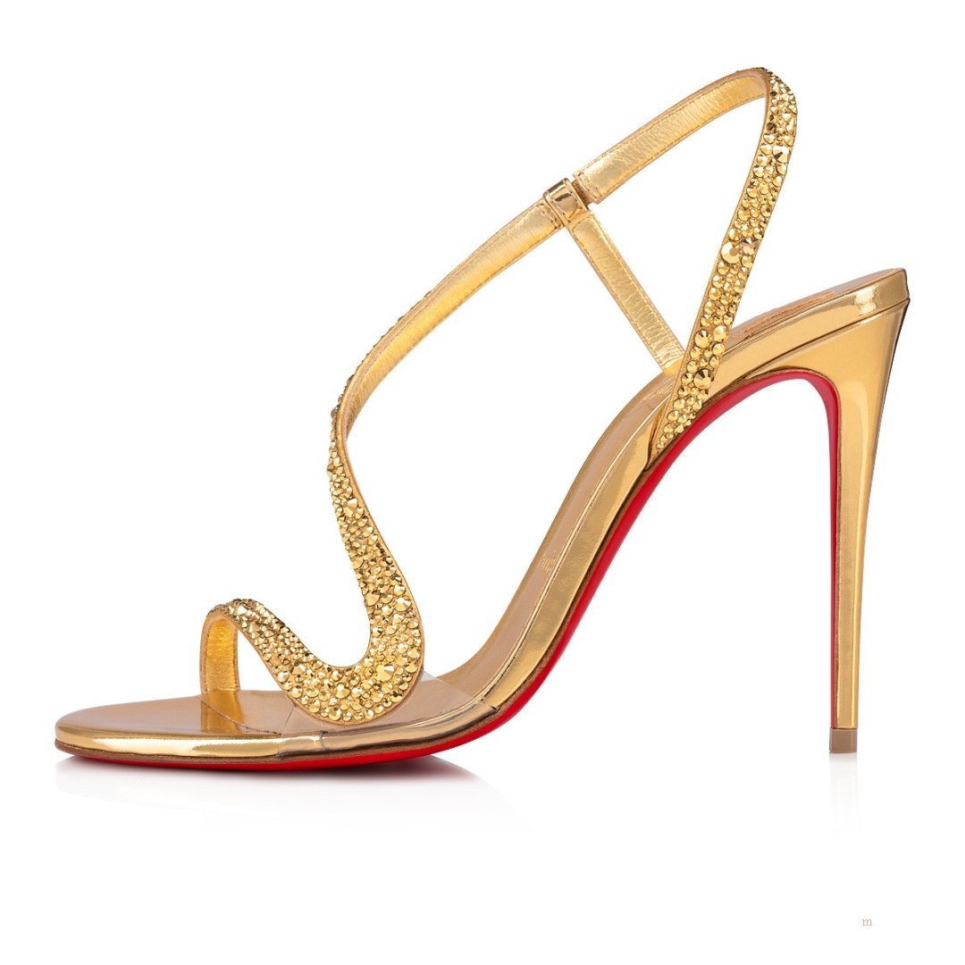 Christian Louboutin Rosalie Strass Women's Sandals Gold | ZQPWSI482