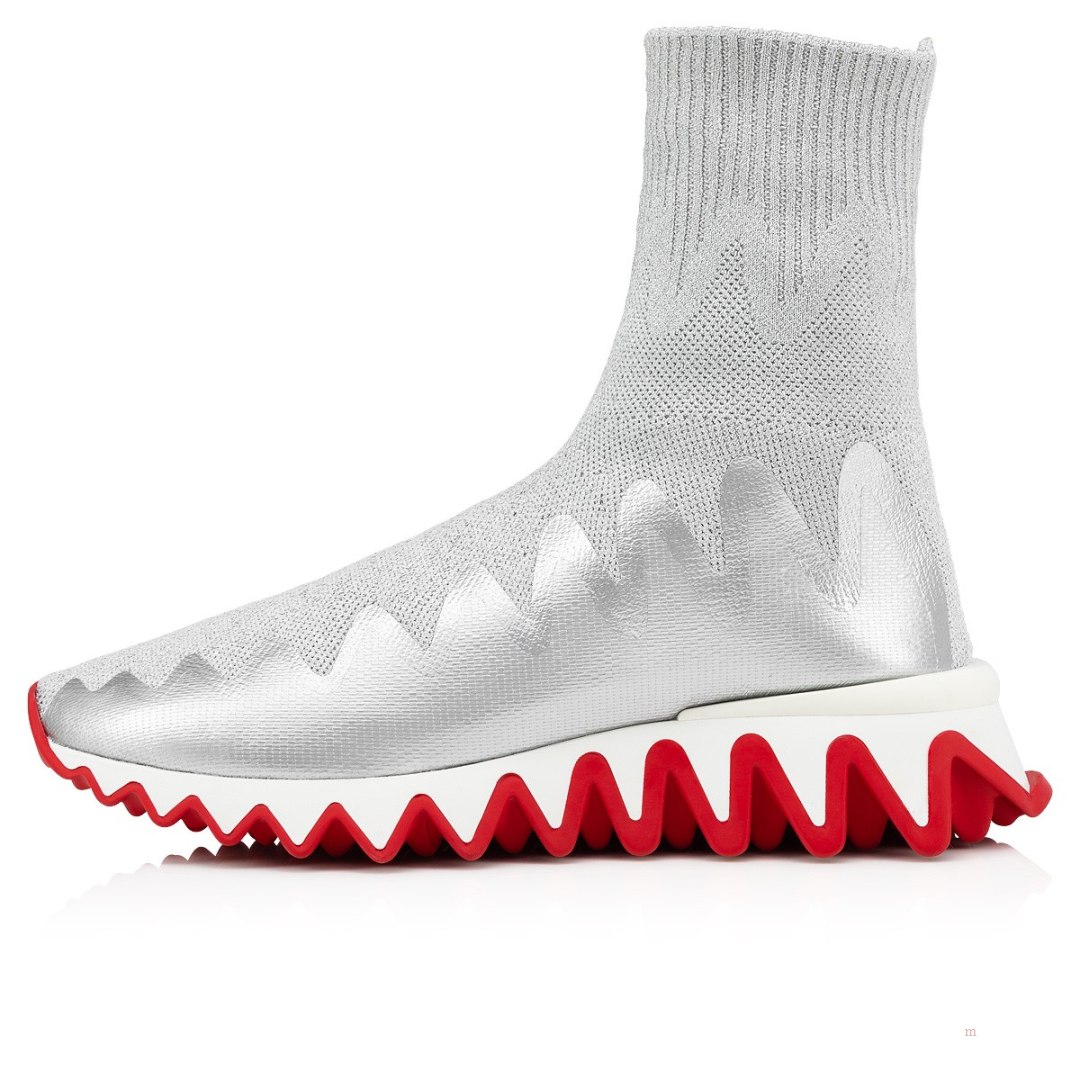 Christian Louboutin Sharky Sock Women's Sneakers Silver | JYOPSD518