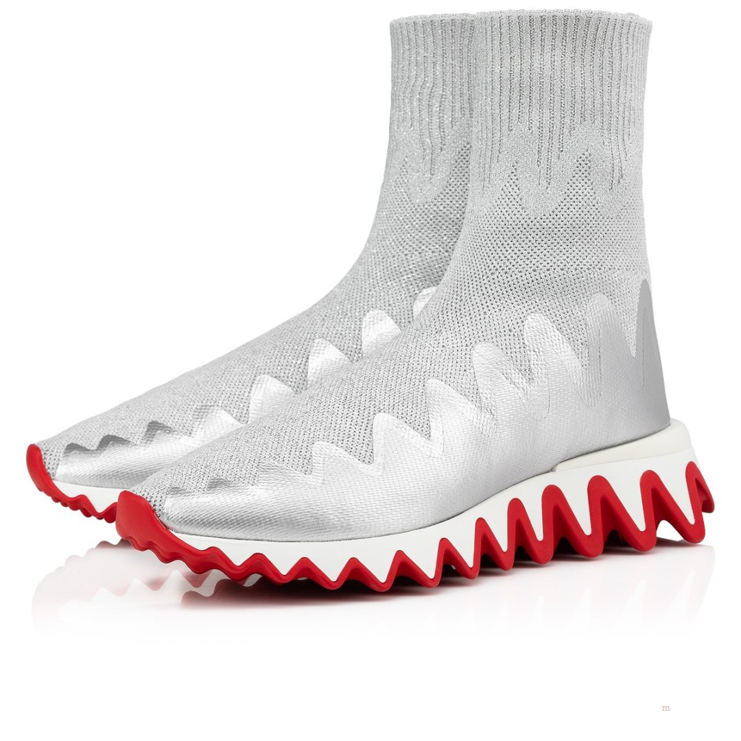 Christian Louboutin Sharky Sock Women\'s Sneakers Silver | JYOPSD518