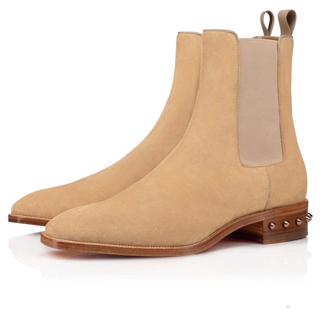 Christian Louboutin So Samson Men\'s Leather Boots Beige | OCEIZY416