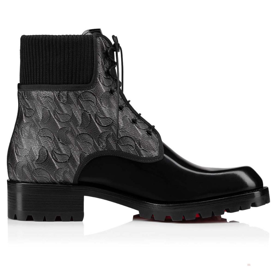 Christian Louboutin Trapman Men's Leather Boots Black | RBAGNV241