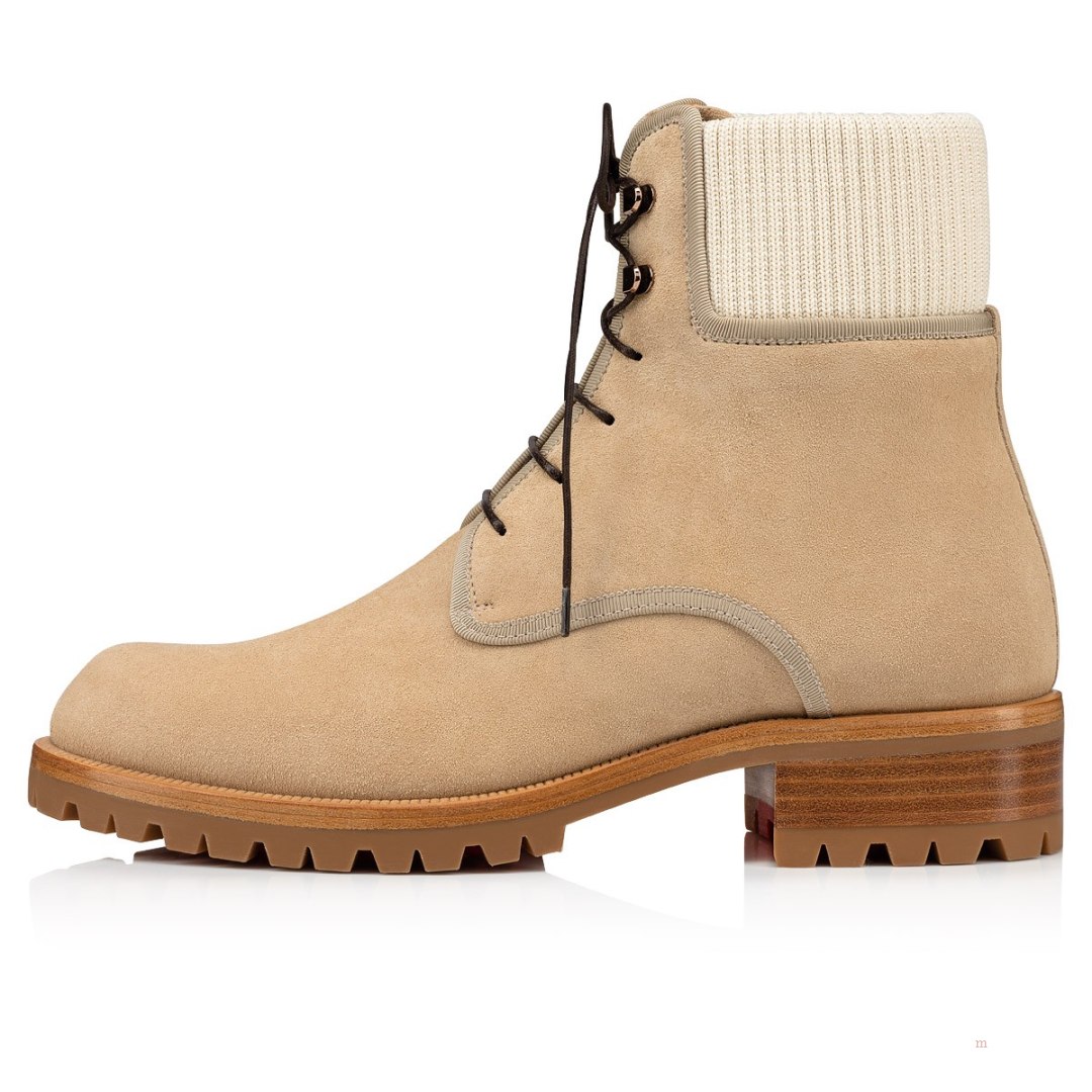 Christian Louboutin Trapman Men's Leather Boots Beige | YPBRCA894