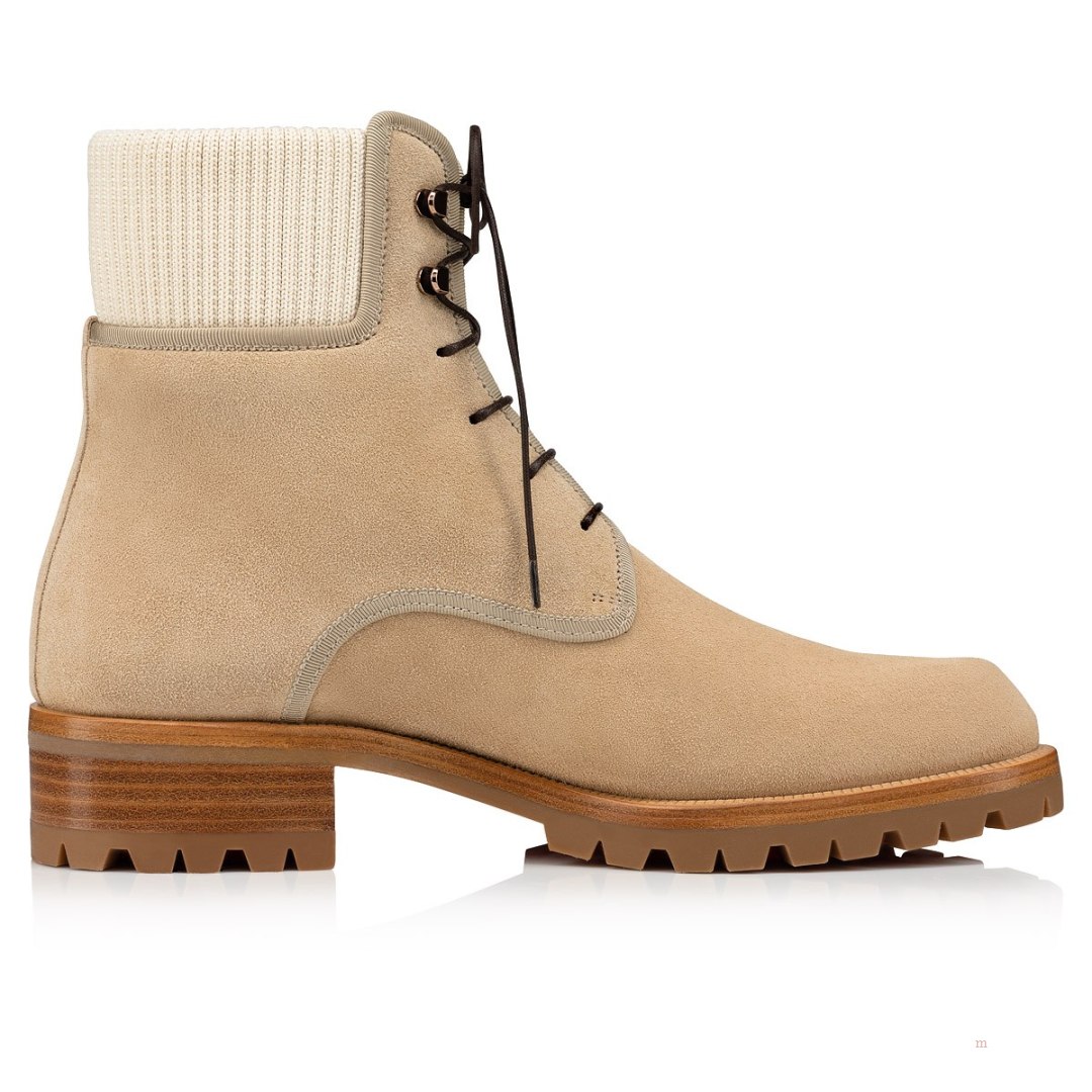 Christian Louboutin Trapman Men's Leather Boots Beige | YPBRCA894