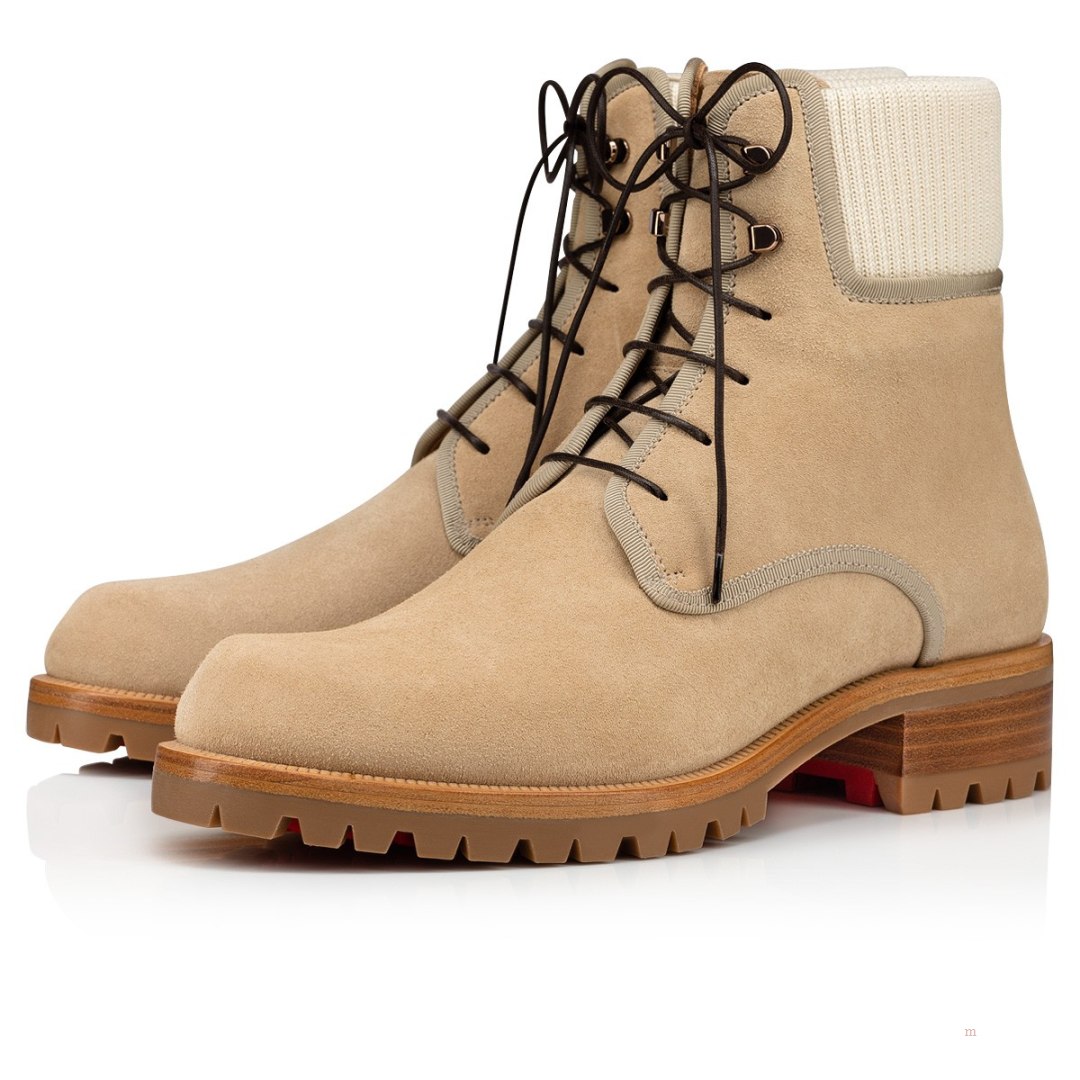 Christian Louboutin Trapman Men\'s Leather Boots Beige | YPBRCA894