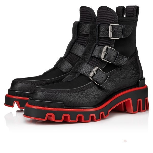 Christian Louboutin Buckle Dune Men's Leather Boots Black | ODBZFS715