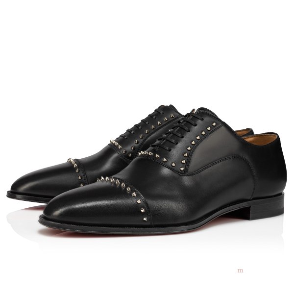 Christian Louboutin Cloocloo Men's Lace Up Shoes Black | FXBUDM531