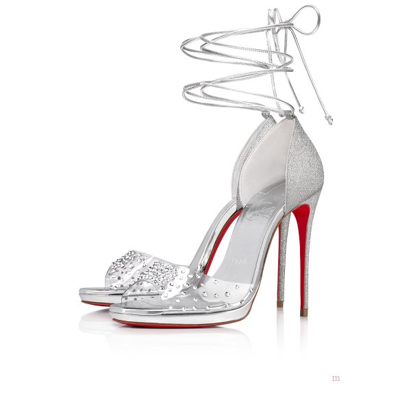 Christian Louboutin Degratina Frou Women's Sandals Silver | IFVEJC071