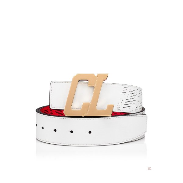 Christian Louboutin Happy Rui CL Logo belt Men's Belt White | MSXGLW736