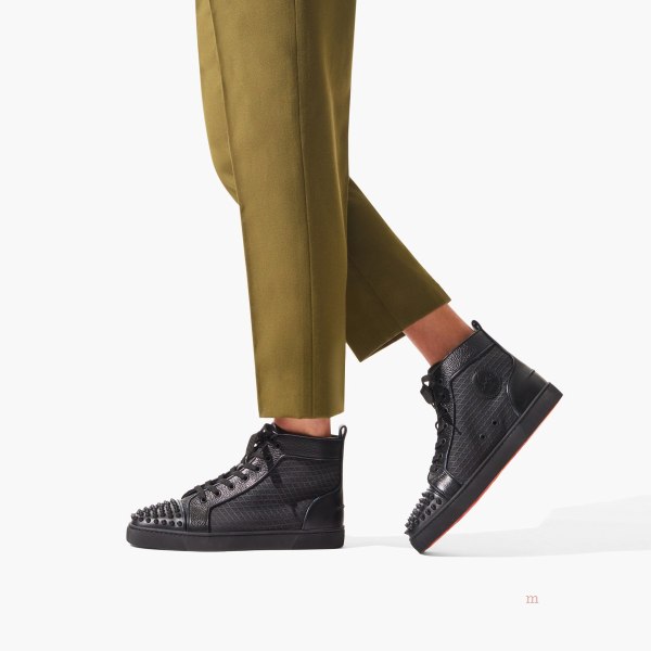 Christian Louboutin Lou Spikes Men's High Top Sneakers Black | DZYJLK263