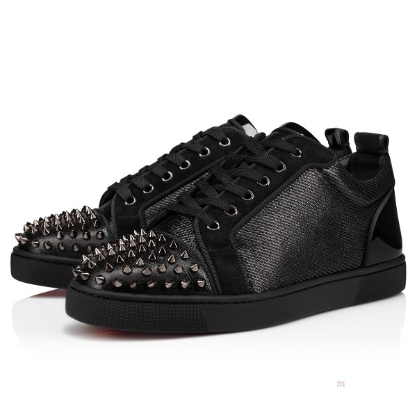 Christian Louboutin Louis Junior Spikes Men's Low Top Sneakers Black | SXTCWJ798