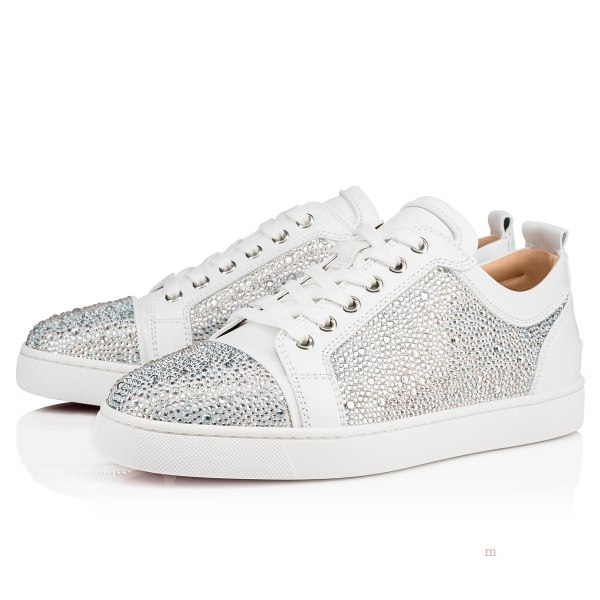 Christian Louboutin Louis Junior Strass Men's Low Top Sneakers Silver | RPONZQ402