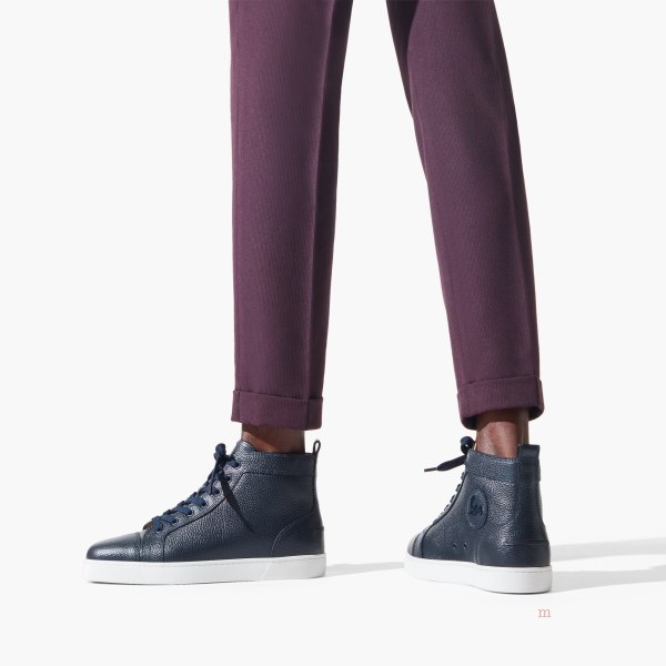 Christian Louboutin Louis Men's High Top Sneakers Blue | RQCAPG695