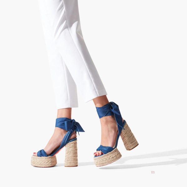 Christian Louboutin Mariza du Désert Women's Espadrilles Blue | KASFXQ592