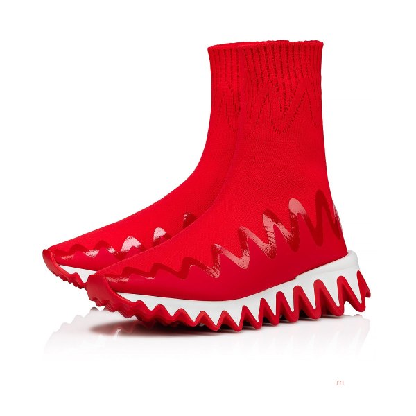 Christian Louboutin Mini Sharky Sock Boys' Sneakers Red | HFMEGS621