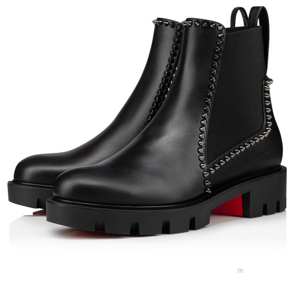 Christian Louboutin Out Lina Spike Lug Women's Ankle Boots Black | ZTDAVL832