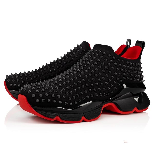 Christian Louboutin Spike Sock Men's Sneakers Black | WRGBXZ462