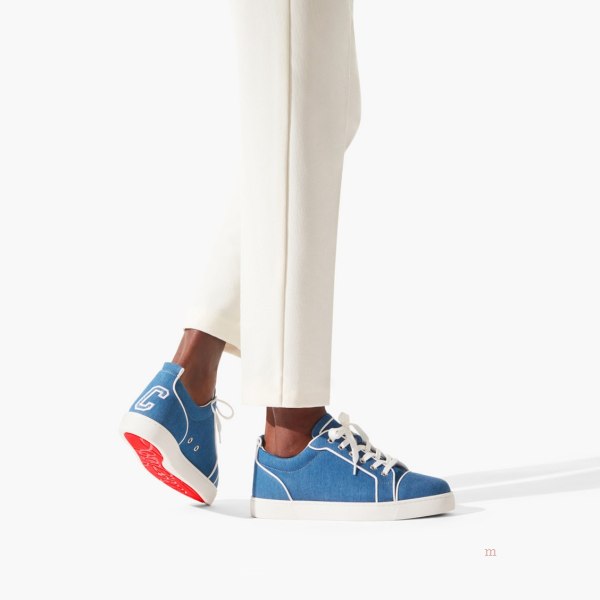 Christian Louboutin Varsijunior Men's Low Top Sneakers Blue | BINFUR758